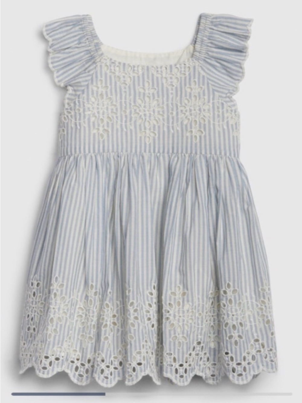 GAP Light Blue Eyelet Flutter-Sleeve Dress